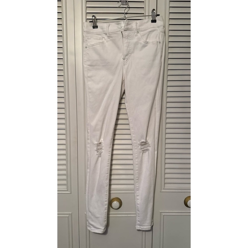 Express Skinny Mid-Rise White Jeans. Size 2L.